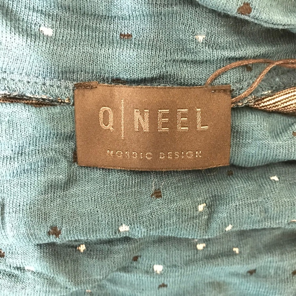 Qneel Teal Textured Mock Neck Long Sleeve Midi Dress with Sparkle Accents - Picture 8 of 11